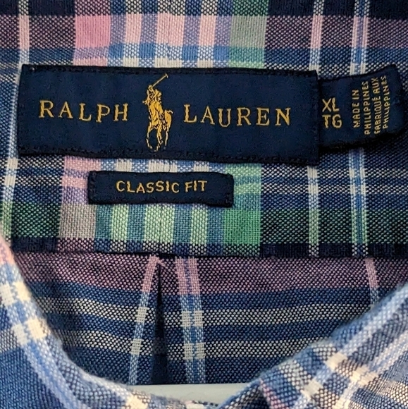 Ralph Lauren Blue Label Pink, Blue & Green Plaid Shirt XL Classic Fit Flesh Pony - Picture 3 of 6